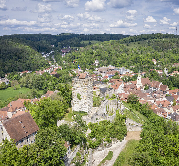 Die Burg Pappenheim aus der Vogelperspektive