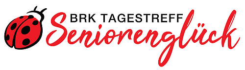 Auf dem Bild ist die Überschrift "BRK Tagestreff Seniorenglück" sowie auf der linken Seite der Überschrift ein roter Marienkäfer zu sehen.